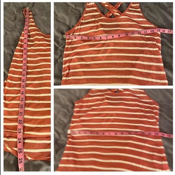 Ann Taylor Loft Lou & Grey Stripe Criss Cross Back Tank Top Coral Orange XS - Picture 8 of 8